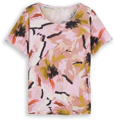 Tom Tailor - Plus Size - T-shirt van katoen - Maat 48 - big abstract flower print