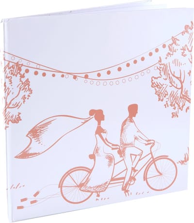 Santex gastenboek/receptieboek Bruidspaar - Bruiloft - wit/roze - 24 x 24 cm - just married