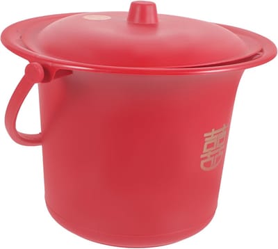 Draagbare Urinal Pot - Reis Potje - Onderweg Gebruik - Met Deksel - 29.5 x 25 cm - Rood