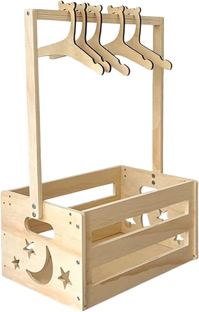 Opbergdoos Kinderkleding - Babykast Organizer - Kamer Opruimen - Met Kleerhangers - 33 x 23 x 51 cm - Maanstijl