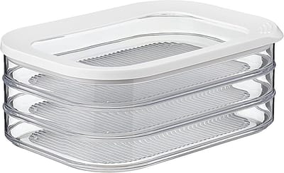 Famanu - Vleeswaren bewaardoos set wit, modulaire koelkastbox voor vleeswaren en kaas, stapelbaar en hygiënisch bewaren