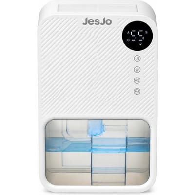JesJo - Luchtontvochtiger - 3,8 liter - 1000 milliliter per dag - Voor 55 vierkante meter - 35 decibel - Hygrometer - Nachtmodus - Wit
