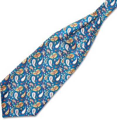Virtuo | Blauwe en gele zijden stropdassjaal met paisleymotief