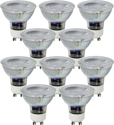 Trango Set van 10 GU10COBSD*10 GU10 LED-lampen 3-traps dimbaar 3000K warm wit voor vervangende GU10 & MR16 halogeenlampen, voor inbouwspots, plafondspots, inbouwspots, spots