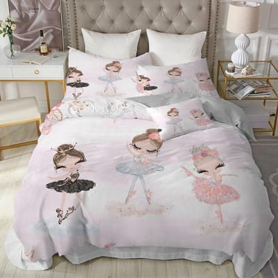 Parure de lit princesse pour enfants, jolie parure de lit 150 x 200 cm, housse de couette et taie d'oreiller, motif château, pour lit simple, 200 x 200 cm. 200x200cm 3pcs