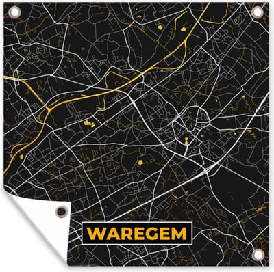Tuin poster Waregem - Stadskaart - Kaart - Plattegrond - Goud - 200x200 cm - Tuindoek