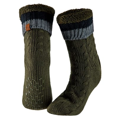 Huissok heren - Kabelstructuur - Anti slip - Groen - One size