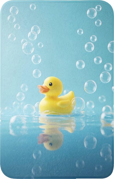 WC mat 50x80 cm - Antislip - Bubbels - Badeend - Geel - Toiletmat - Vloermat - Douchemat - Toilet tapijt - Toiletmatten
