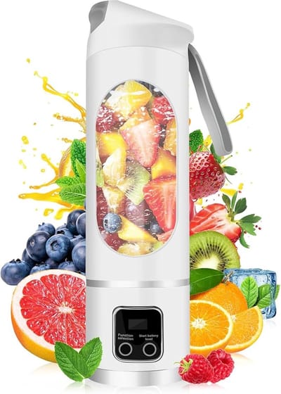 Draagbare Blender - On The Go Oplaadbare Blender - Draagbare 12 messen Mixer - Handig en Multifunctioneel voor Shakes, Groente en Fruitsappen - Kleur: Wit