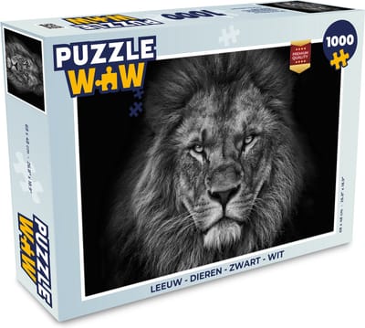 Puzzel Leeuw - Dieren - Zwart - Wit - Legpuzzel - Puzzel 1000 stukjes volwassenen