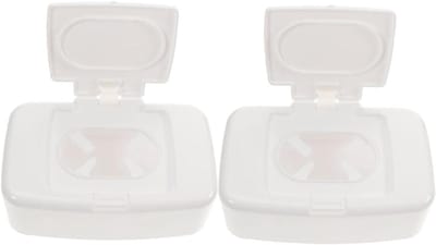 Wipes Dispenser - Herbruikbare Houder - Hygiënisch Opbergen - Met Deksel - 2 Stuks - Wit