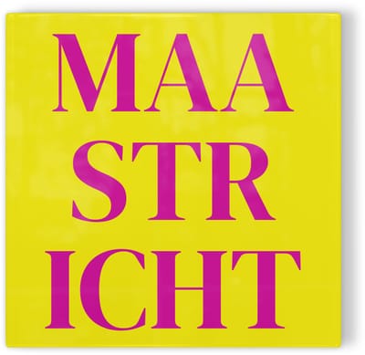 Tegeltje Maastricht - geel roze - tegeltje stad - tegeltje met tekst