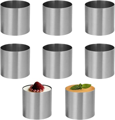 Set van 8 Mousse Ringen van RVS - Mini Cake Mold en Dessert Mould voor Taart, Fondant en Sushi, 5 cm Diameter