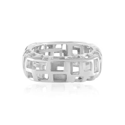 Cavill - Zilveren ring 925 Sterling Geplatineerd - Moderne opengewerkte ring - MONOSONO COLLECTION - Geometrisch 22x22 mm