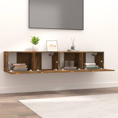 vidaXL - Tv-meubelen - 2 - st - 80x30x30 - cm - bewerkt - hout - gerookt - eikenkleur