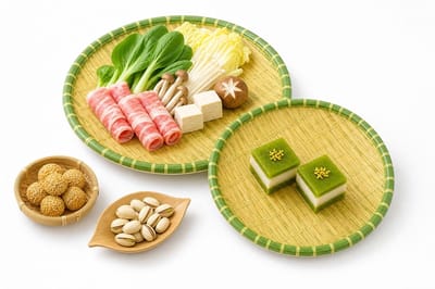VHV - Dienblad - ronde bamboe serveerschalen set - 2-delig en lichtgewicht - voor diner, hotpot en desserts