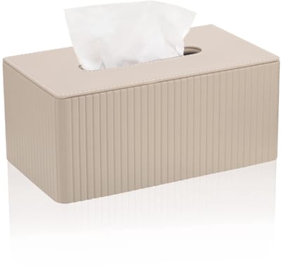 Dailygoods- Tissuedoos Waterdicht - Rechthoekige Houder - PU-leer - Beige - 25 x 14 x 11,5 cm - Duurzaam en Gemakkelijk te Reinigen - Handdoekendoos
