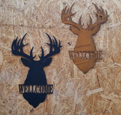 Nica Decorations Muurdecoratie,Wanddecoratie Hert roest,zwart ,Set van 2 , L35 x B0,5 x H50cm