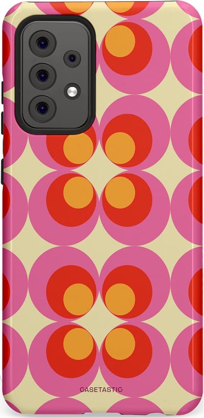 Casetastic hoesje geschikt voor Samsung Galaxy A52 (2021) 5G / Samsung Galaxy A52 (2021) 4G - Dubbellaagse bescherming - Circle boogie - Fashion Case - Roze Rood Zand Okergeel
