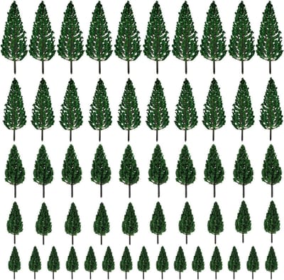 Miniatuur Bomen Set van 55 Stuks voor Modelbouw, Landschapsarchitectuur en Treinmodellen - Diverse Kleuren en Hoogtes (3.5-7.5 cm)