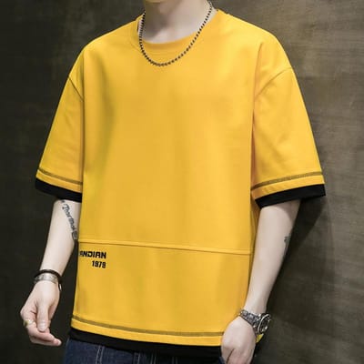 Heren T-shirt Korte Mouw Zomer Dun Ijszijde Gevoel Nieuwe Losse Top Onderhemd Mode Merk Heren T-shirt Heren 3XL yellow