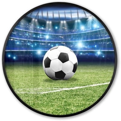 Poster in lijst Rond - Fotolijst 60x60 cm - Posters - Voetbal - Stadion - Bal - Jongens - Ronde posterlijst zwart - Decoratie - Wanddecoratie woonkamer - Muurdecoratie slaapkamer