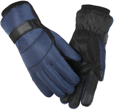 longziming Winterhandschoenen - Winddicht, Warm, Waterdicht - Touchscreen Fietshandschoenen voor Heren en Dames - Anti-Slip - Blijf warm -Fietsen - Heren Winter Handschoenen - Blauw