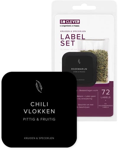 So Clever Kruiden Labels 72 stuks 45x45mm - Zwart - Zelfklevend | Waterbestendig | Herschrijfbaar