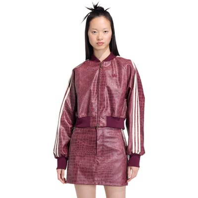 Adidas Pleather Jacket Jassen Dames - Rood - Maat XXS (26-28) - Katoen Canvas
