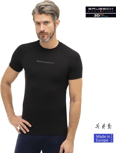 Brubeck 3D Pro Naadloos Sportshirt Heren - voor Hardlopen en Inspannende Activiteiten - Zwart L