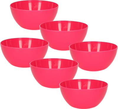 Plasticforte Schaaltjes - 6x - kunststof - kommetjes - dessert/ontbijt - D14 x H6 cm - fuchsia roze