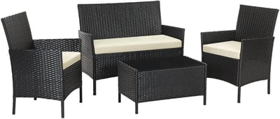 SONGMICS - Tuinset - Tuintafel - Tuinstoelen - Gemaakt van PE Polyrattan - Voor Terras en Tuin