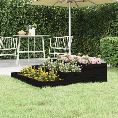 vidaXL - Plantenbak - 107x107x27 - cm - massief - grenenhout - zwart