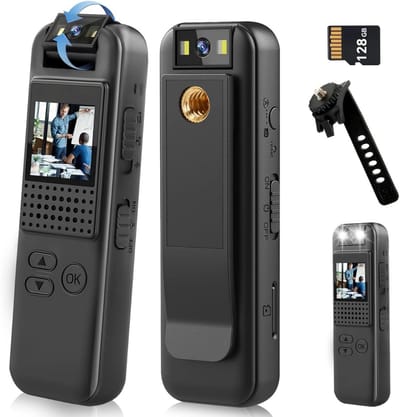 DailySupplies® Bodycam - Action Cam - Spycam - Bewegingsdetectie - 180º Draaibare Lens - Bodycam Politie - Full HD - Zwart
