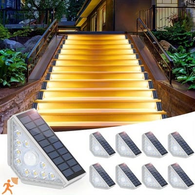 8 stuks - Zonne-energie trapverlichting - Trapverlichting voor treden - Geschikt voor tuin, sfeer, balkon, Zonne-energie grondverlichting - Trapverlichting - Zonne-energielamp