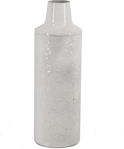HomeBound by KY | Metalen vaas white marble | 6,5x14x41cm | metalen bloemenvaas white marble