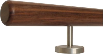 Houten Leuning - Trapleuning Walnoot - Veiligheid Binnen - Roestvrij Staal Houder - 30-500 cm - Natuurlijk Hout