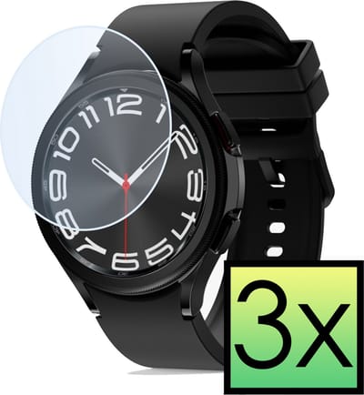 Screenprotector - 3 Stuks - Geschikt voor Samsung Watch 6 Classic 43 mm - Extra Sterk - Tempered Glass - Gehard Glas - Beschermglas Screen Cover - Bescherm Protector voor Smartwatch