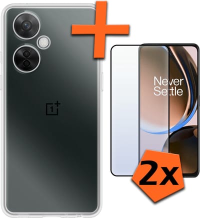 Hoes - Met 2x Screenprotector - Geschikt voor OnePlus Nord CE 3 Lite - Sterk & Shockproof - Back Cover - Siliconen Case - Telefoon Hoes - Transparant