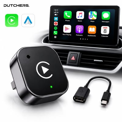 Dutchers® Carplay Dongle Draadloos - Carplay Scherm - 2-in-1 Draadloze CarPlay - Auto Adapter geschikt voor Android & Apple – Plug & Play, Compact en Razendsnel