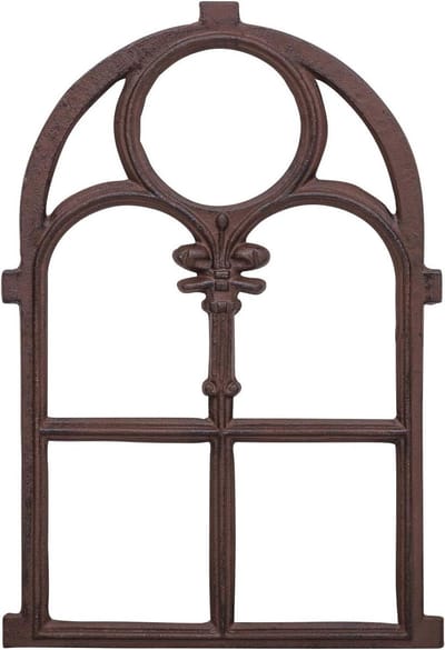Schuurraam Ijzer - Raamkozijn Decoratie - Tuinmuur Verfraaien - Antieke Stijl - 74 cm - Bruin