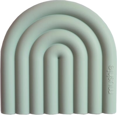 Mushie bijtring Rainbow cambridge blue