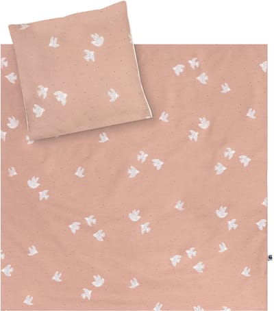 Julius Zöllner Organic Dekbedovertrek Set Birdy – Roze – 80/80 + 35/40 cm