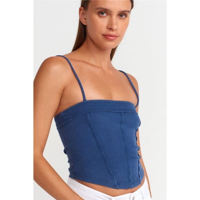 Geribbelde vierkante hals crop top