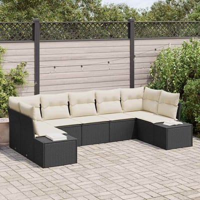 vidaXL Tuin Sofa Set 7 st Zwart poly rattan