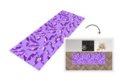 Keukenloper - Loper keuken - Meiden - Veren - Paars - Patronen - 150x50 cm - Keukenloper vinyl