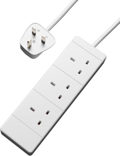 Mains Extension Lead Reel 3 Gang Socket - 1m, 2m, 3m, 5m, 10m - Wit of Zwart 13 Amp