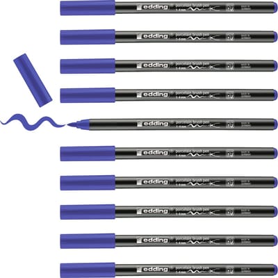 edding 4200 porseleinstift - blauw - 10 pennen - penseelpunt 1-4 mm - viltstift voor het schilderen en decoreren van keramiek, porselein - vaatwasmachinebestendig, lichtechte inkt, sneldrogend