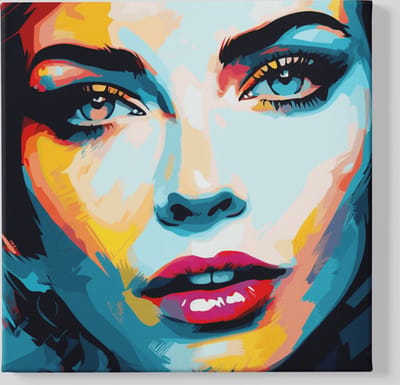 Canvas Schilderij - Vrouw Gezicht - Vierkant Canvas - 60x60x2 cm