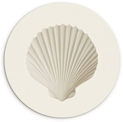 WallCircle® Wandcirkel 120x120 cm - Muurcirkel Schelp - Minimalistisch - Wit - Muurdecoratie woonkamer - Wanddecoratie slaapkamer - Kamer decoratie accessoires - Ronde schilderijen XXL